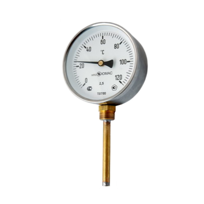 Термометр биметаллический ТБП 100Р 0...120/ 160/ 200, L-50/ 100 мм, термометр биметаллический радиальный