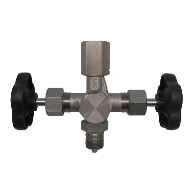 КЗИТ-40Н- форма А (стяжная муфта) - клапан трехходовой игольчатый