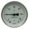 Термометр биметаллический осевой ТБП100 -50…+50/ -30…+50/ -20…+60; 0...60 / 100 / 120 / 160 / 200 / 250 / 300С, L штуцера 50/ 100/ 160 мм, резьба на штуцере, без гильзы