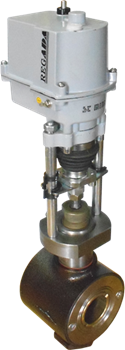 КРП-50Мэ клапаны питания котлов с электроприводом, диаметры условного прохода 50, 80 мм, Pn 1.6, 2.5 МПа, температура рабочей среды до 180С, температура окр.среды от 5 до 50С, перепад давления 0,16 МПа. 